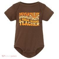 Retro Never Underestimate A Public A School Teacher Baby Bodysuit thumb 0