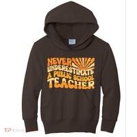 Retro Never Underestimate A Public A School Teacher Kids Hoodie thumb 0
