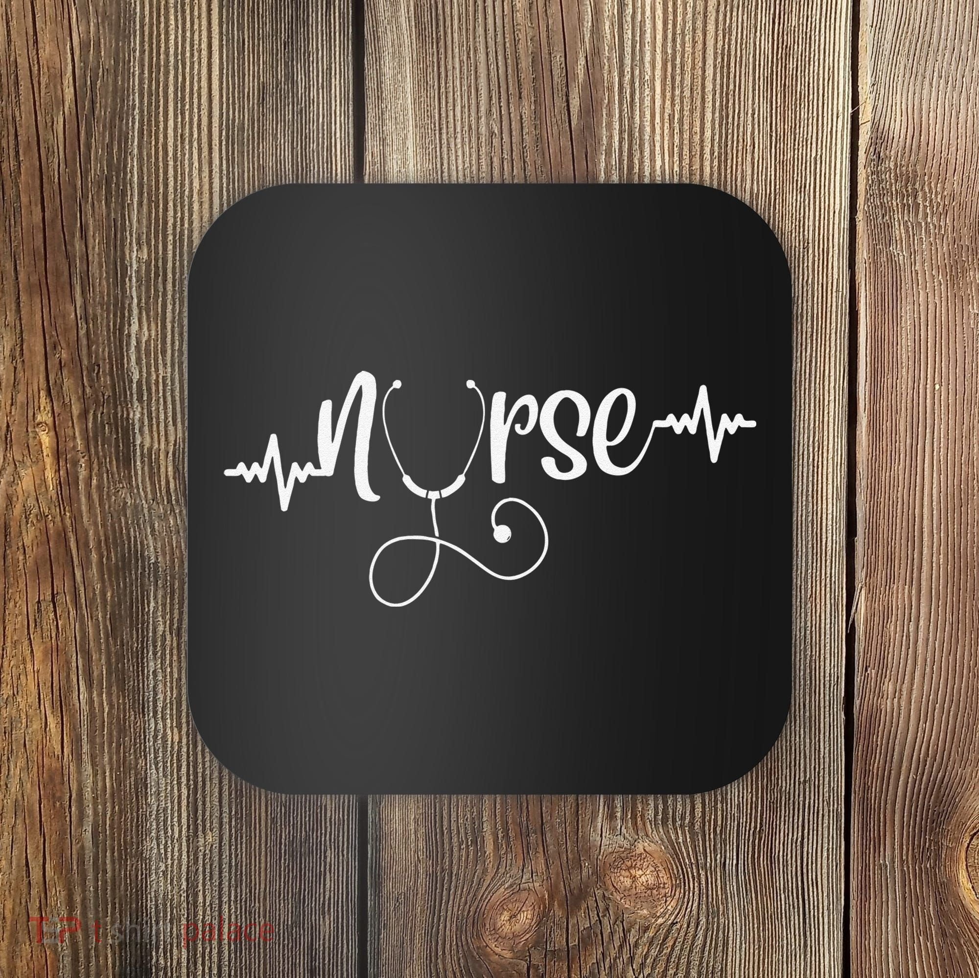 RN Nurses Week & Appreciation Day Stethoscope & Heartbeat Coaster
