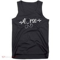 RN Nurses Week & Appreciation Day Stethoscope & Heartbeat Tank Top thumb 0