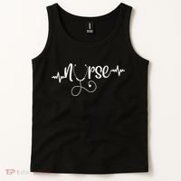 RN Nurses Week & Appreciation Day Stethoscope & Heartbeat Tank Top thumb 2