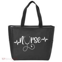 RN Nurses Week & Appreciation Day Stethoscope & Heartbeat Tote Bag thumb 0