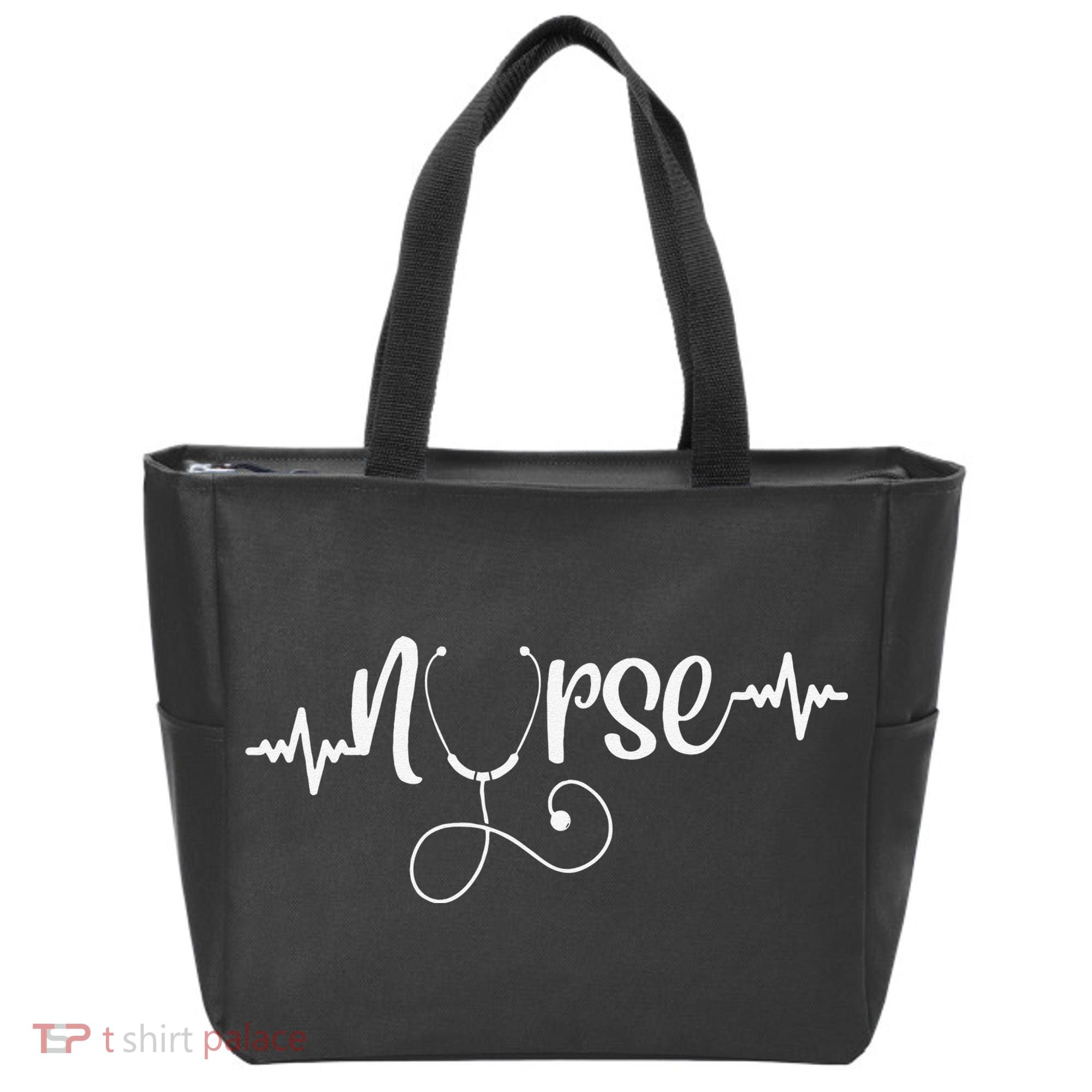 RN Nurses Week & Appreciation Day Stethoscope & Heartbeat Tote Bag