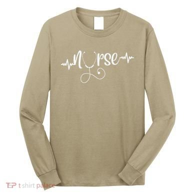 RN Nurses Week & Appreciation Day Stethoscope & Heartbeat Long Sleeve Shirt