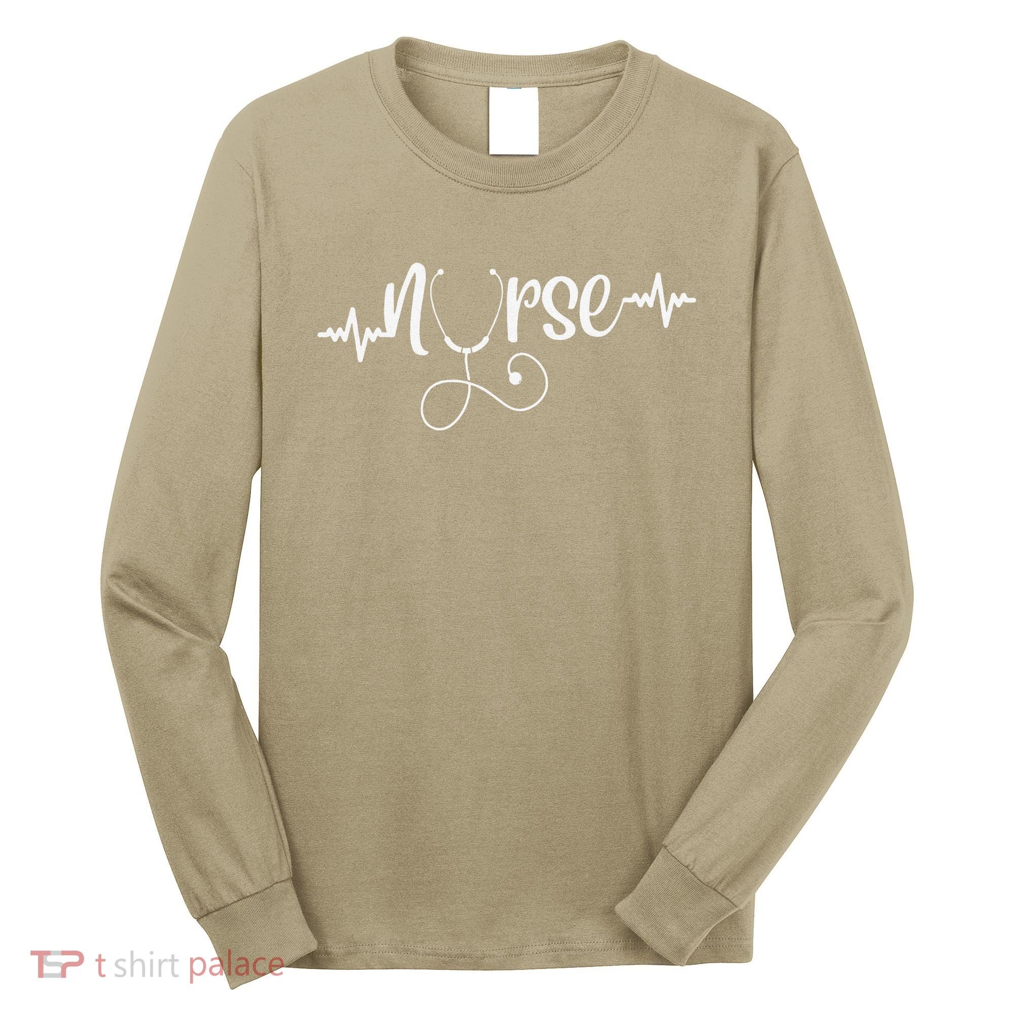 RN Nurses Week & Appreciation Day Stethoscope & Heartbeat Long Sleeve Shirt