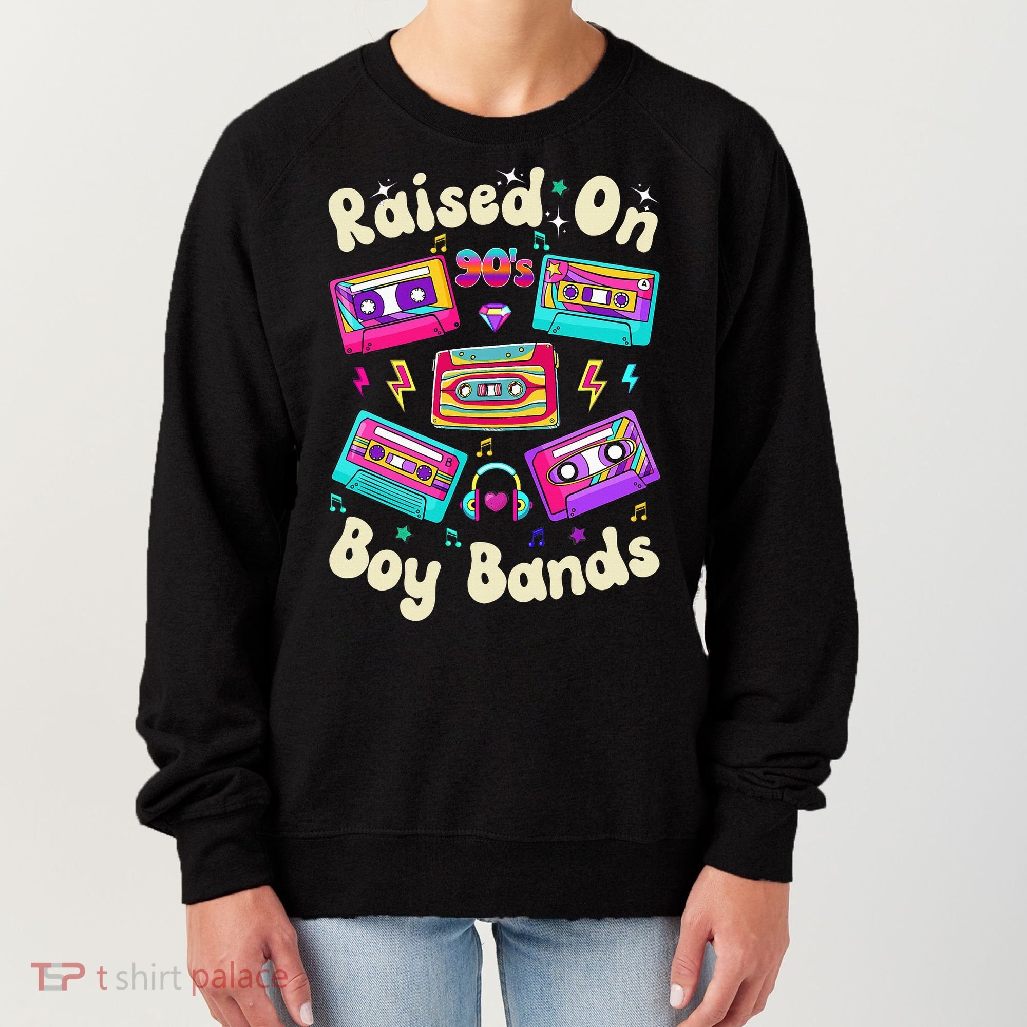 Raised On 90s Boy Bands Cassette Tape Retro Women's Sweatshirt