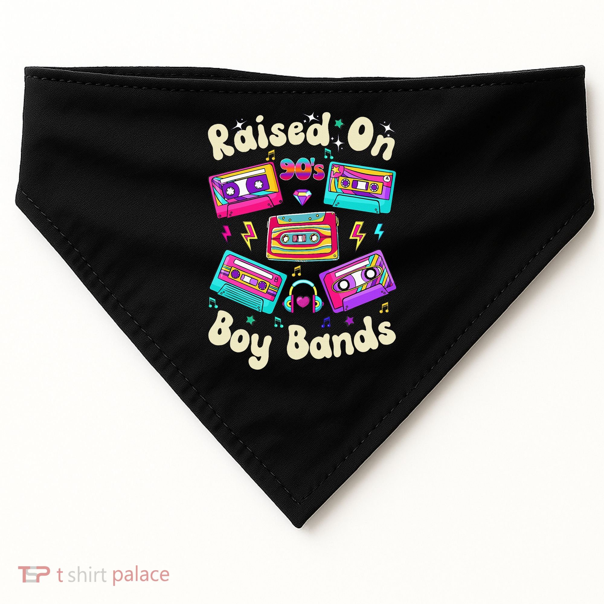 Raised On 90s Boy Bands Cassette Tape Retro USA-Made Doggie Bandana