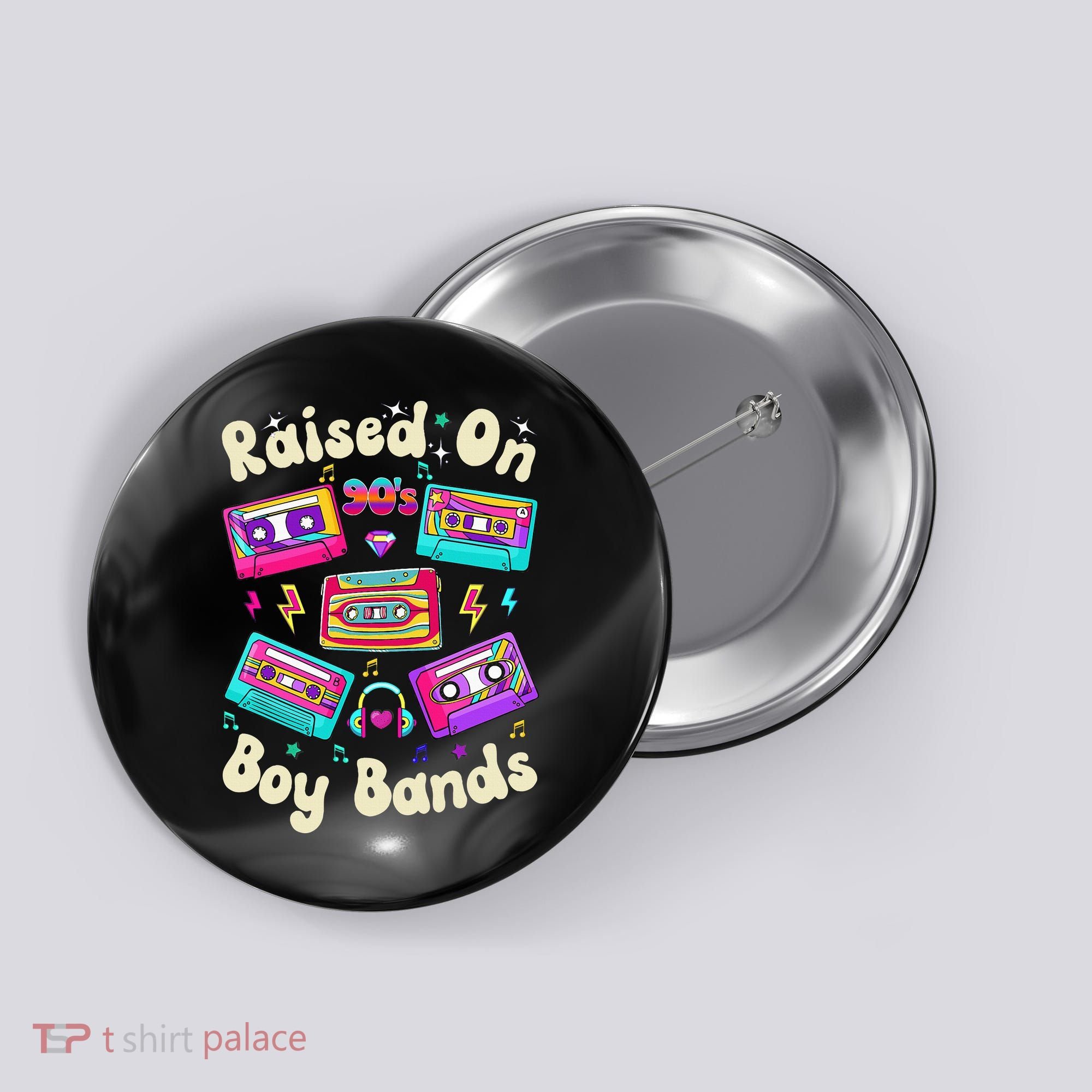 Raised On 90s Boy Bands Cassette Tape Retro Button
