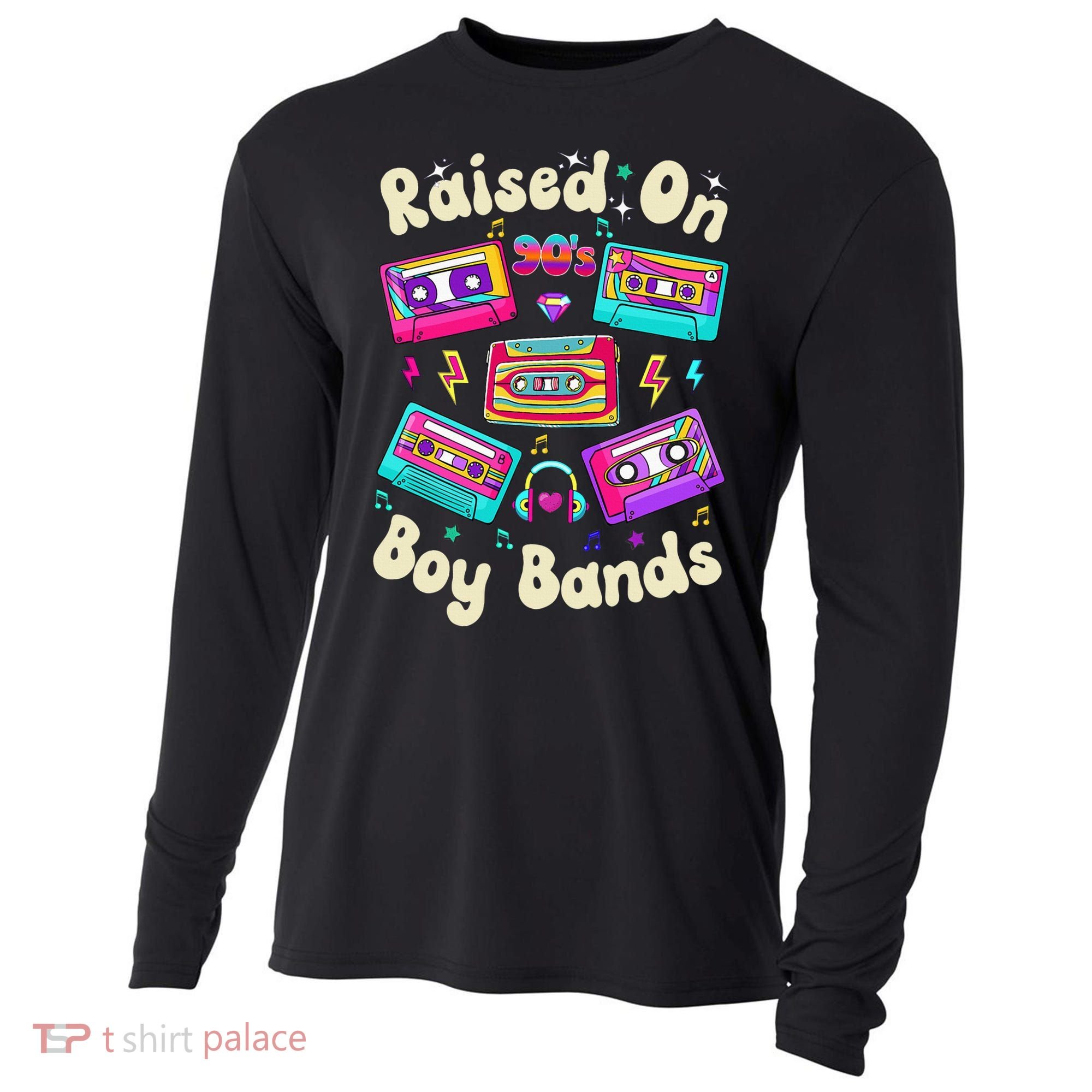 Raised On 90s Boy Bands Cassette Tape Retro Cooling Performance Long Sleeve Crew