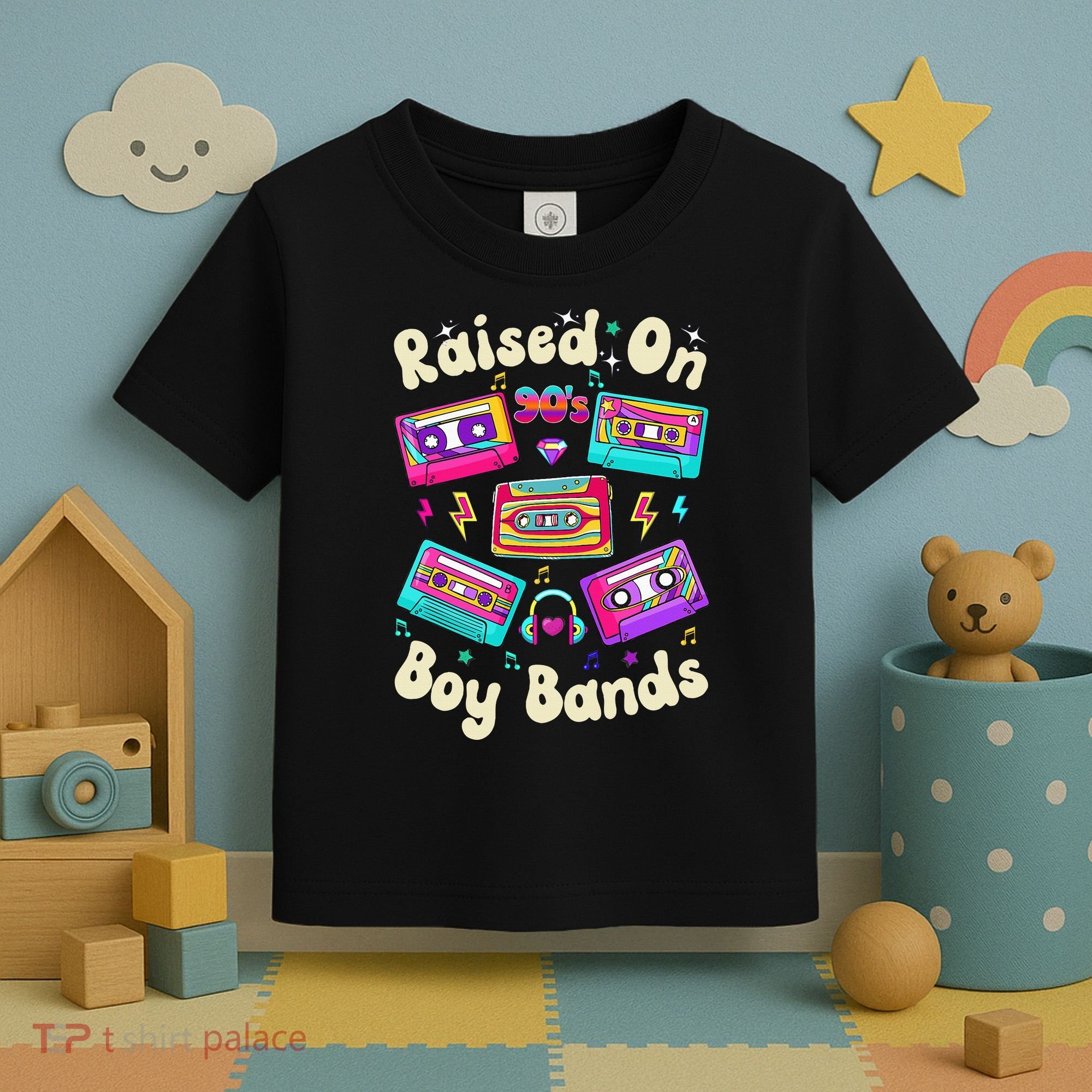 Raised On 90s Boy Bands Cassette Tape Retro Toddler T-Shirt