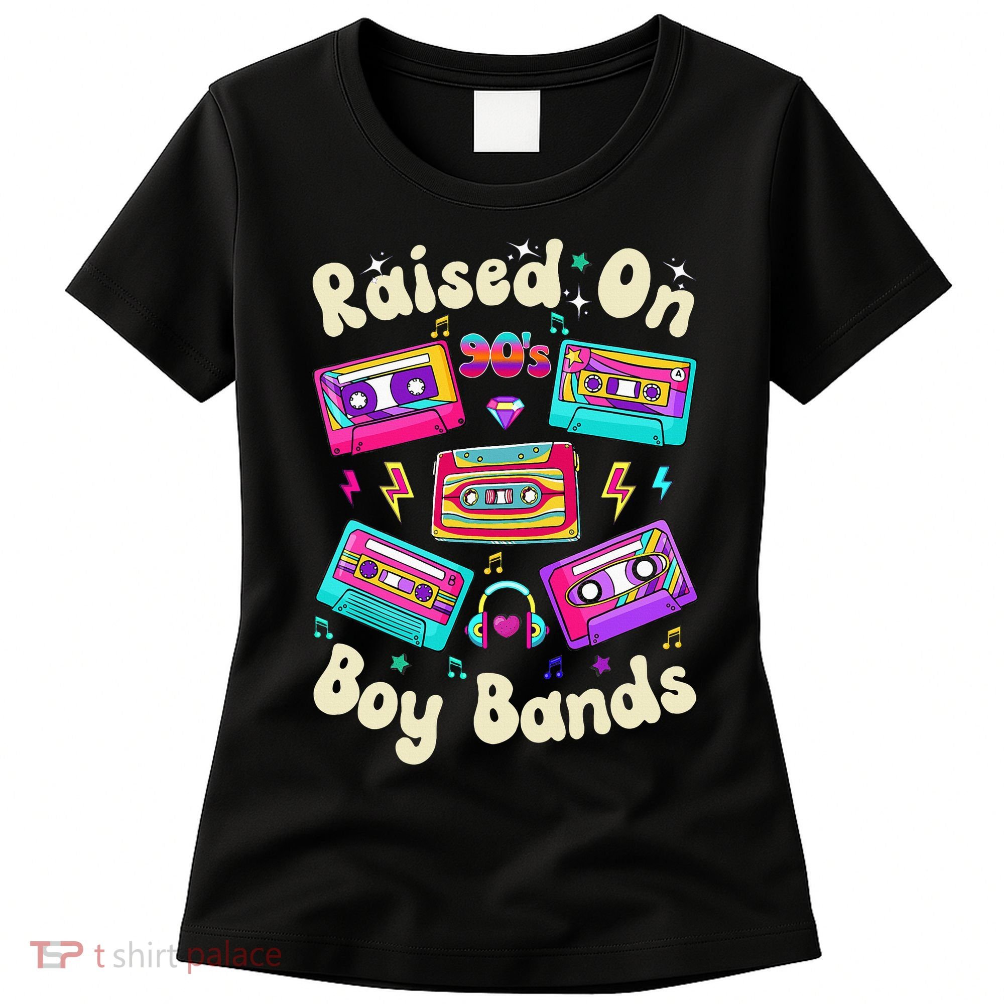 Raised On 90s Boy Bands Cassette Tape Retro Women's T-Shirt