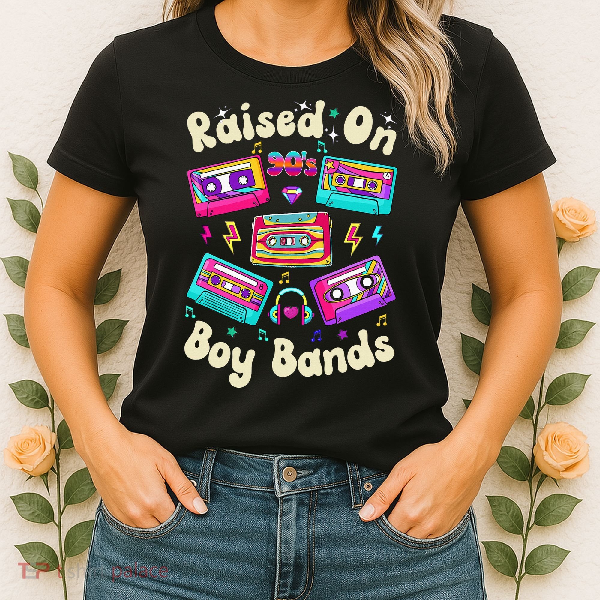 Raised On 90s Boy Bands Cassette Tape Retro Women's T-Shirt