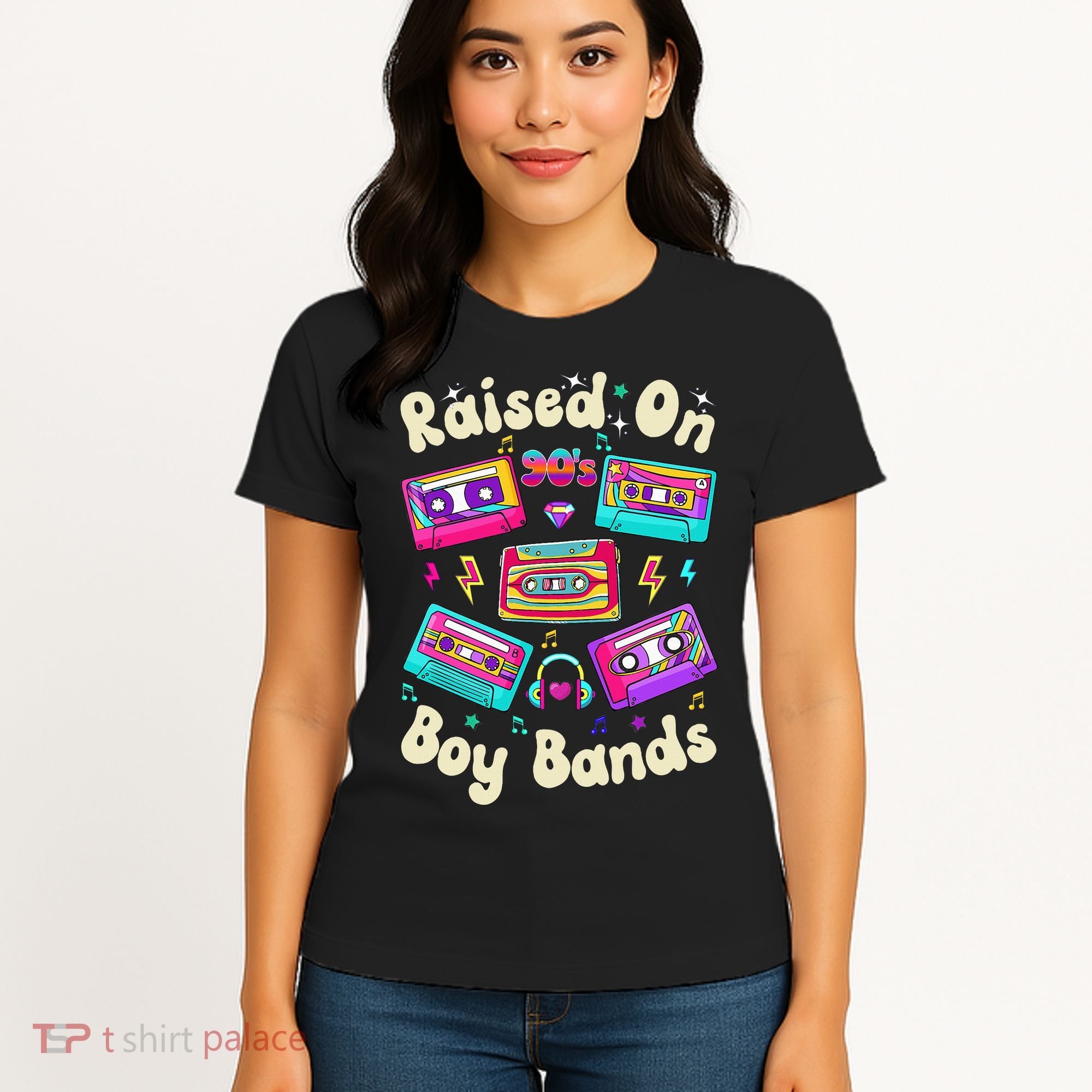 Raised On 90s Boy Bands Cassette Tape Retro Women's T-Shirt