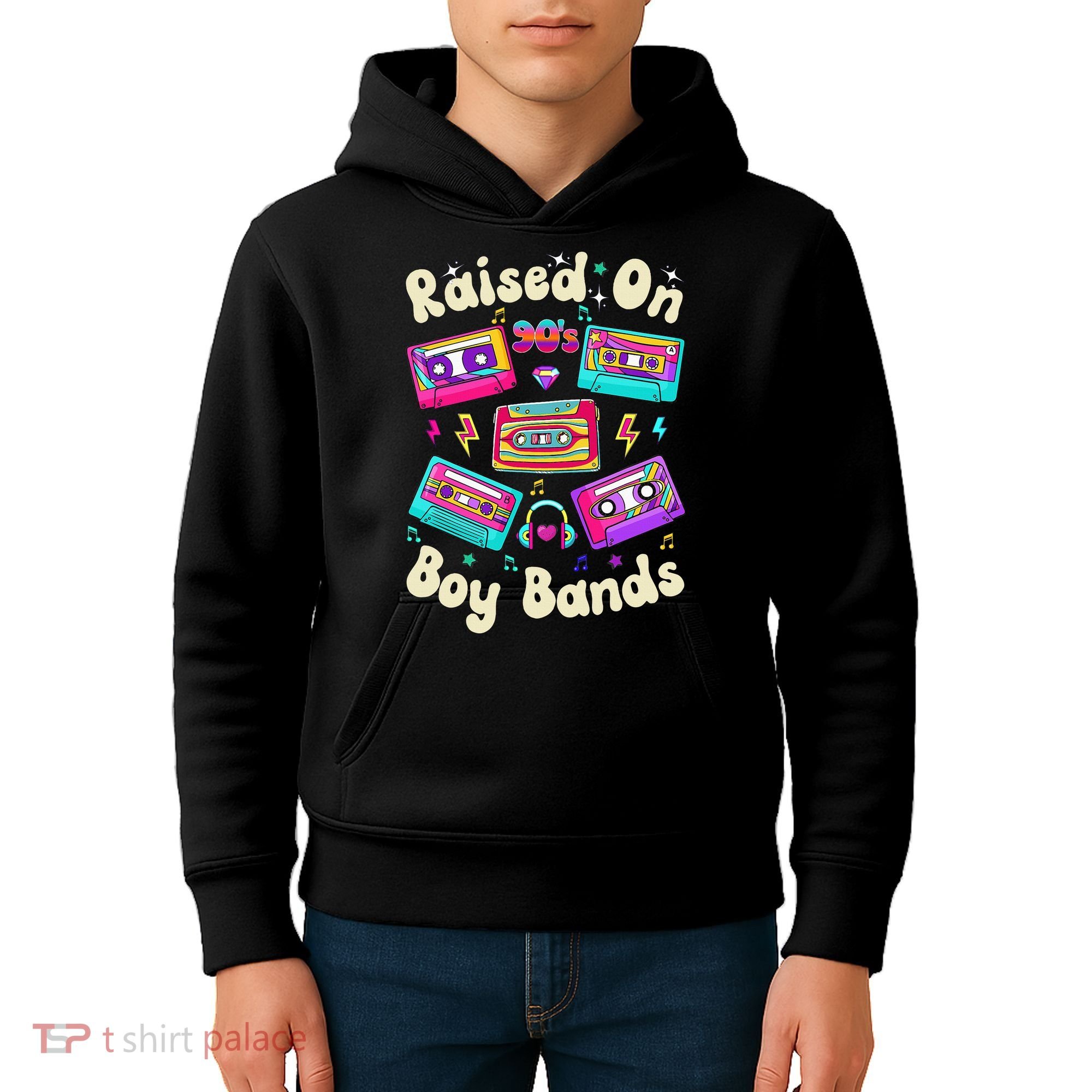 Raised On 90s Boy Bands Cassette Tape Retro Kids Hoodie