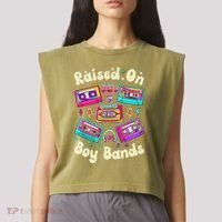 Raised On 90s Boy Bands Cassette Tape Garment-Dyed Women's Muscle Tee thumb 2