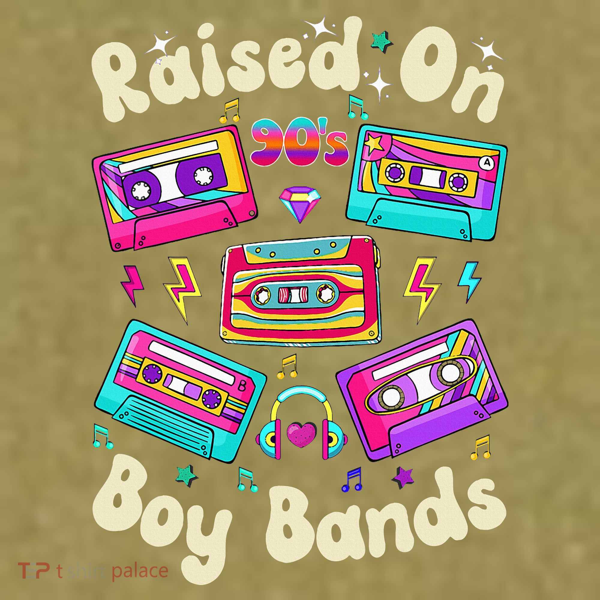 Raised On 90s Boy Bands Cassette Tape Garment-Dyed Women's Muscle Tee