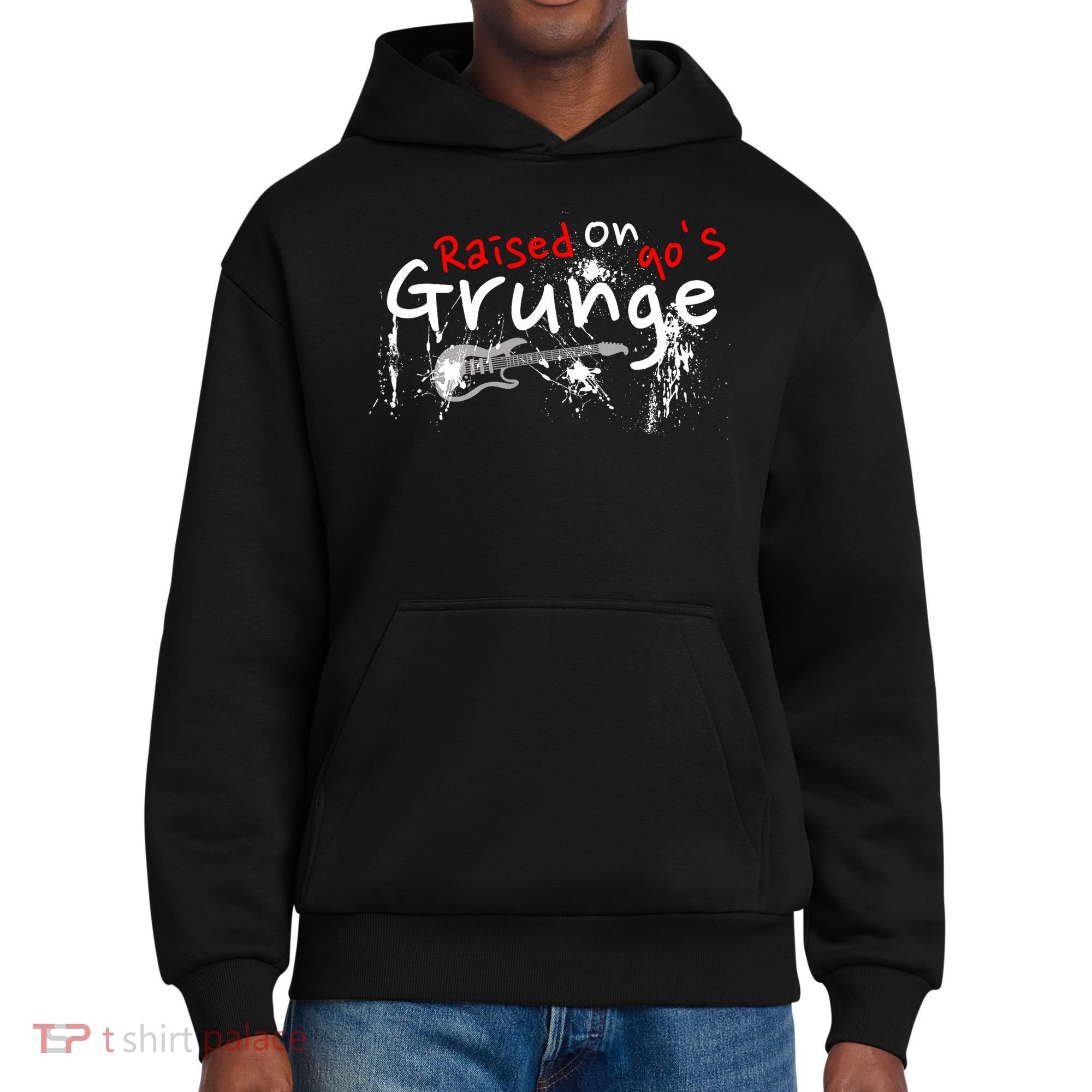 Raised On 90S Grunge Rock Music Lover District V.I.T. Heavyweight Hoodie