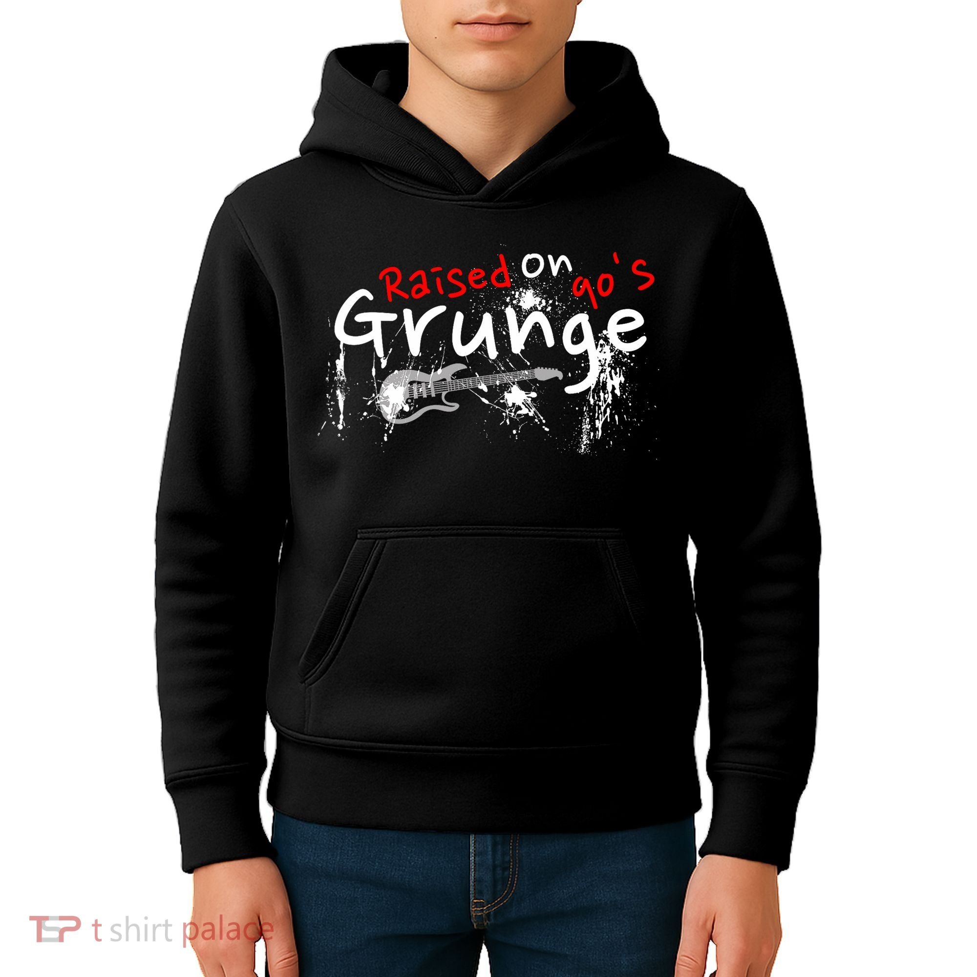 Raised On 90S Grunge Rock Music Lover Kids Hoodie
