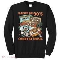 Raised On 90S Country Music Western Cowboy Retro Cow Skull Sweatshirt thumb 0
