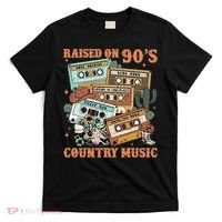 Raised On 90S Country Music Western Cowboy Retro Cow Skull T-Shirt thumb 0