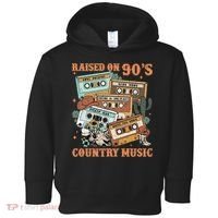 Raised On 90S Country Music Western Cowboy Retro Cow Skull Toddler Hoodie thumb 0