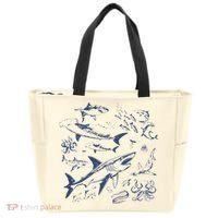Retro Ocean Animal Wildlife Shark Fish Octopus Nature Tote Bag thumb 0