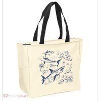 Retro Ocean Animal Wildlife Shark Fish Octopus Nature Tote Bag thumb 2