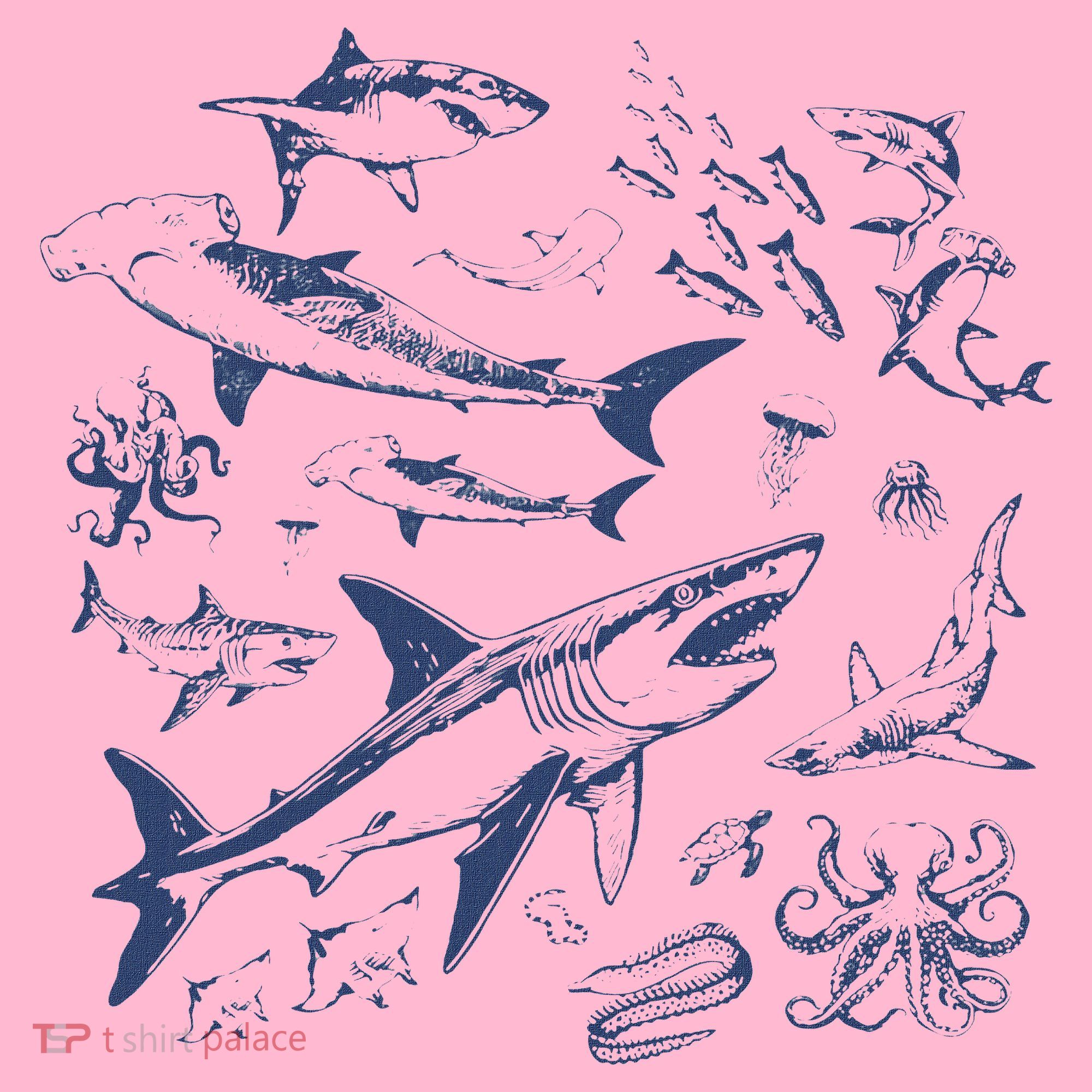 Retro Ocean Animal Wildlife Shark Fish Octopus Nature Coaster