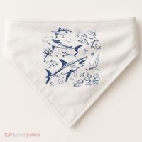 Retro Ocean Animal Wildlife Shark Fish Octopus Nature USA-Made Doggie Bandana thumb 0
