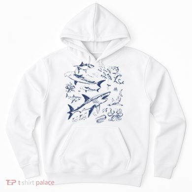 Retro Ocean Animal Wildlife Shark Fish Octopus Nature Hoodie