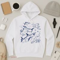 Retro Ocean Animal Wildlife Shark Fish Octopus Nature Hoodie thumb 3