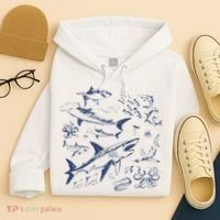 Retro Ocean Animal Wildlife Shark Fish Octopus Nature Hoodie thumb 4