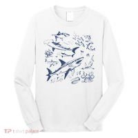 Retro Ocean Animal Wildlife Shark Fish Octopus Nature Long Sleeve Shirt thumb 0