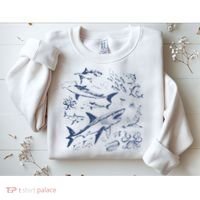 Retro Ocean Animal Wildlife Shark Fish Octopus Nature Sweatshirt thumb 2