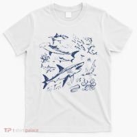 Retro Ocean Animal Wildlife Shark Fish Octopus Nature T-Shirt thumb 0