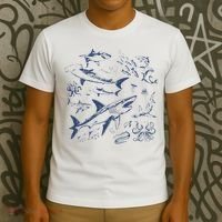 Retro Ocean Animal Wildlife Shark Fish Octopus Nature T-Shirt thumb 3