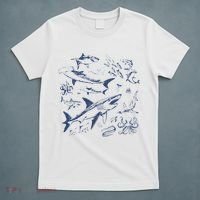 Retro Ocean Animal Wildlife Shark Fish Octopus Nature T-Shirt thumb 5