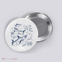 Retro Ocean Animal Wildlife Shark Fish Octopus Nature Button thumb 0