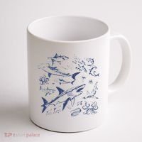 Retro Ocean Animal Wildlife Shark Fish Octopus Nature Coffee Mug thumb 1
