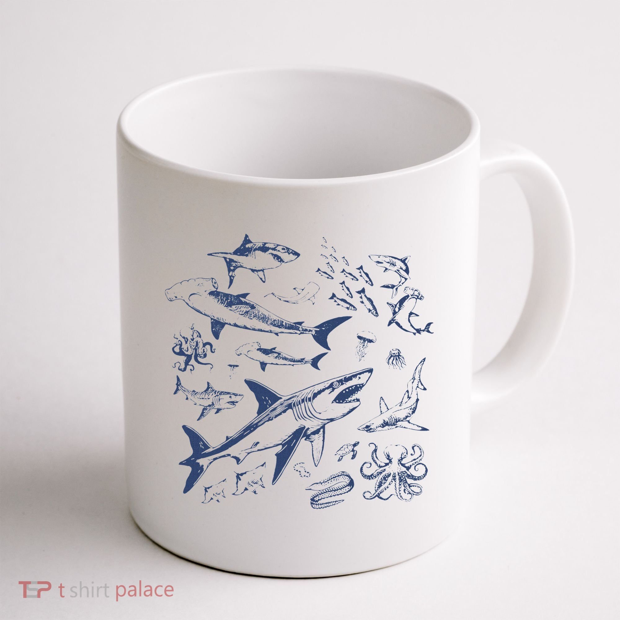 Retro Ocean Animal Wildlife Shark Fish Octopus Nature Coffee Mug
