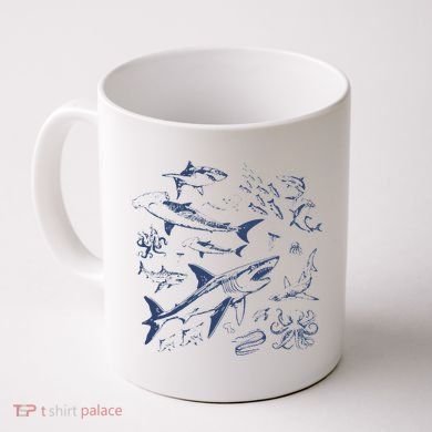 Retro Ocean Animal Wildlife Shark Fish Octopus Nature Coffee Mug