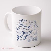 Retro Ocean Animal Wildlife Shark Fish Octopus Nature Coffee Mug thumb 0