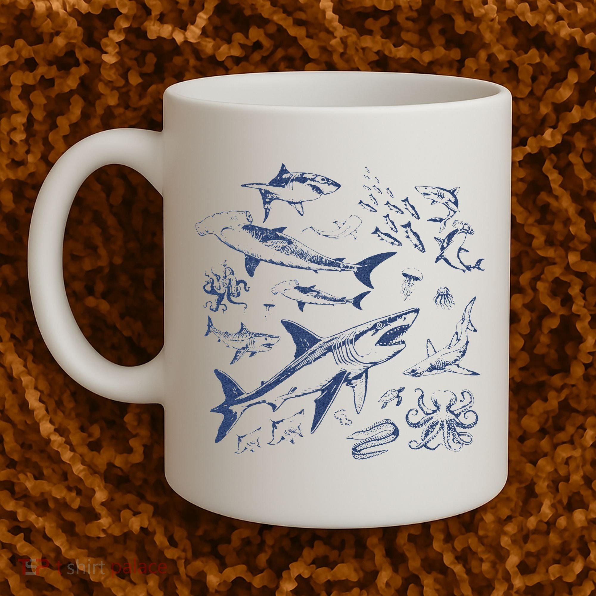 Retro Ocean Animal Wildlife Shark Fish Octopus Nature Coffee Mug
