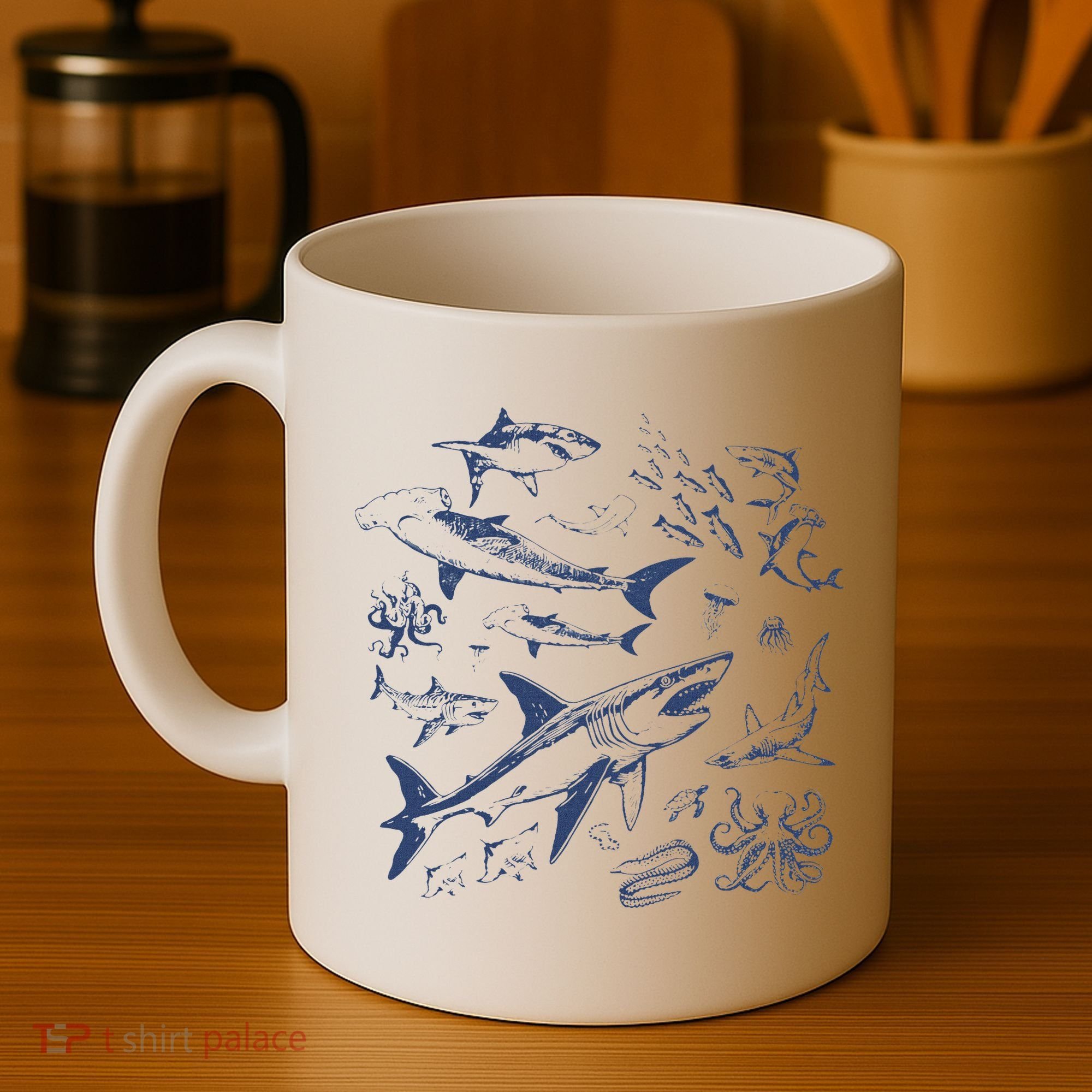 Retro Ocean Animal Wildlife Shark Fish Octopus Nature Coffee Mug