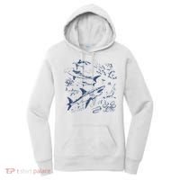 Retro Ocean Animal Wildlife Shark Fish Octopus Nature Women's Hoodie thumb 0