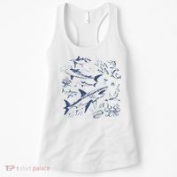 Retro Ocean Animal Wildlife Shark Fish Octopus Nature Women's Tank Top thumb 0