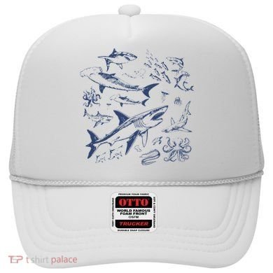Retro Ocean Animal Wildlife Shark Fish Octopus Nature Hat