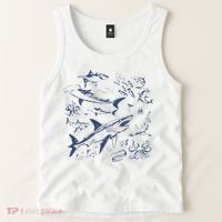 Retro Ocean Animal Wildlife Shark Fish Octopus Nature Tank Top thumb 2