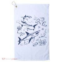 Retro Ocean Animal Wildlife Shark Fish Octopus Nature Golf Towel thumb 0