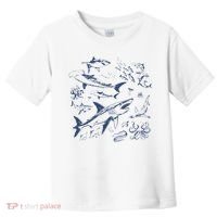 Retro Ocean Animal Wildlife Shark Fish Octopus Nature Toddler T-Shirt thumb 0